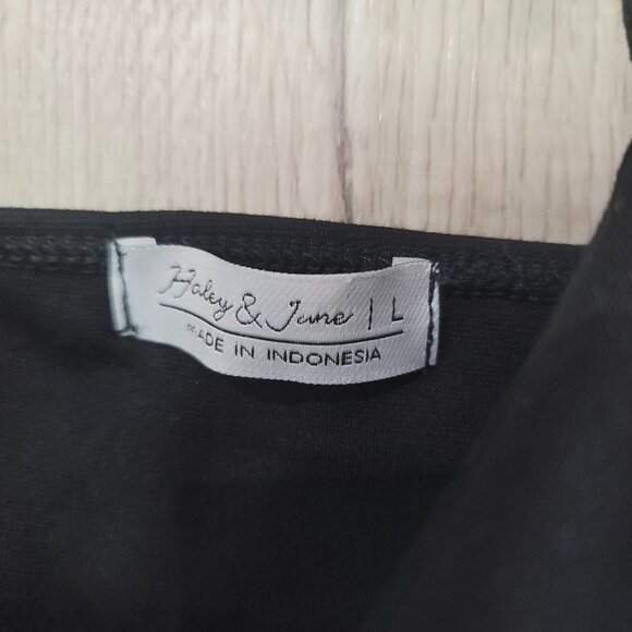 Haley & June Black Spaghetti Strap structure bodycon Dress L LBD - Picture 2 of 5